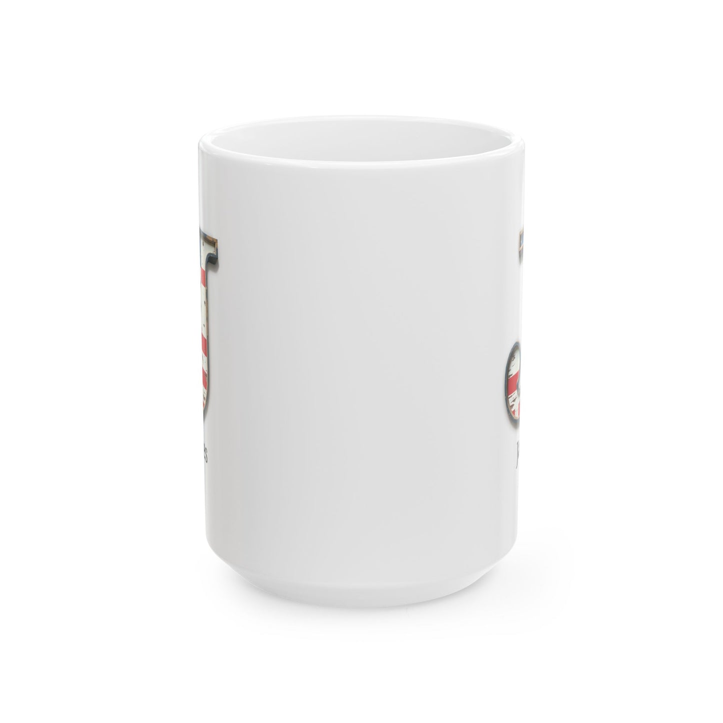 White Personalized USA Flag Initial Mug with Letter J and James Name Gift for Men, Veterans, Patriotic Coffee Lovers