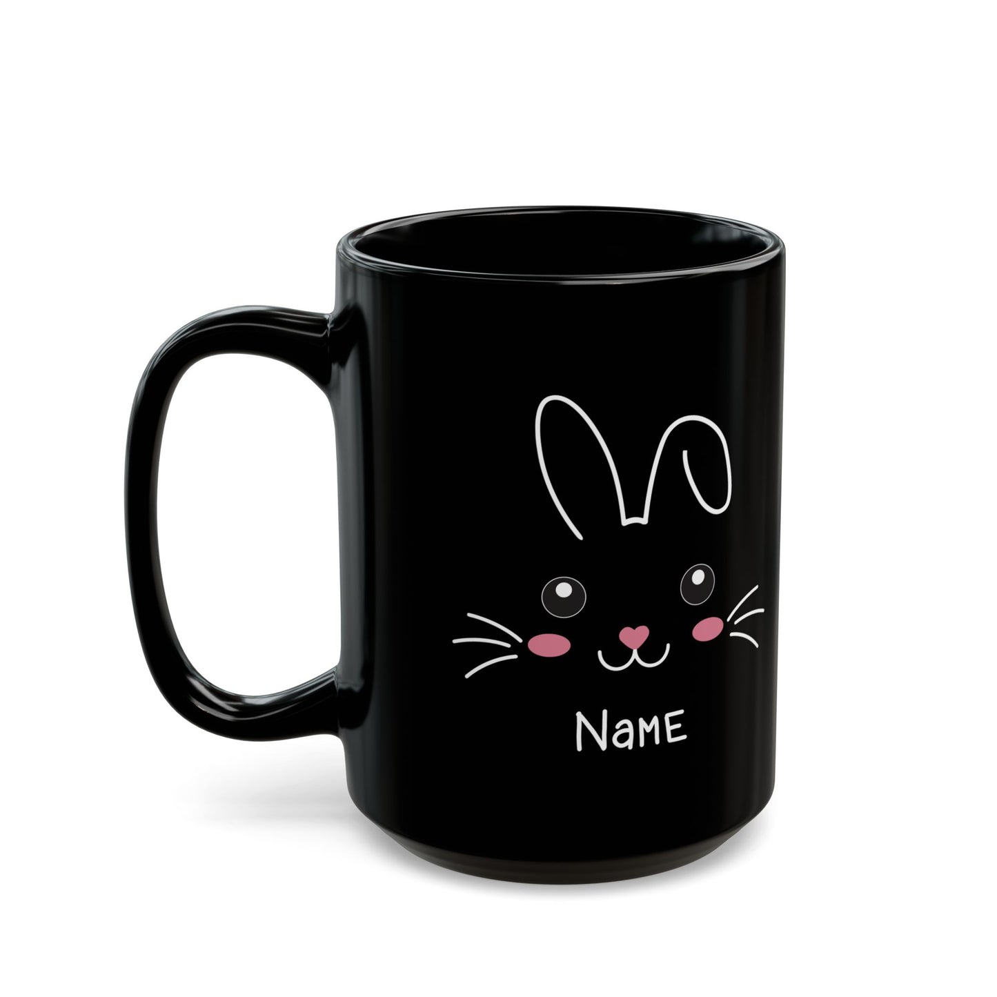 Personalized Black Bunny Mug – Cute Custom Name Gift for Kids