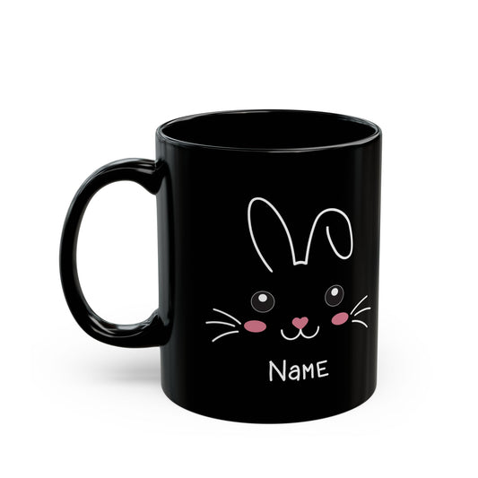 Personalized Black Bunny Mug – Cute Custom Name Gift for Kids