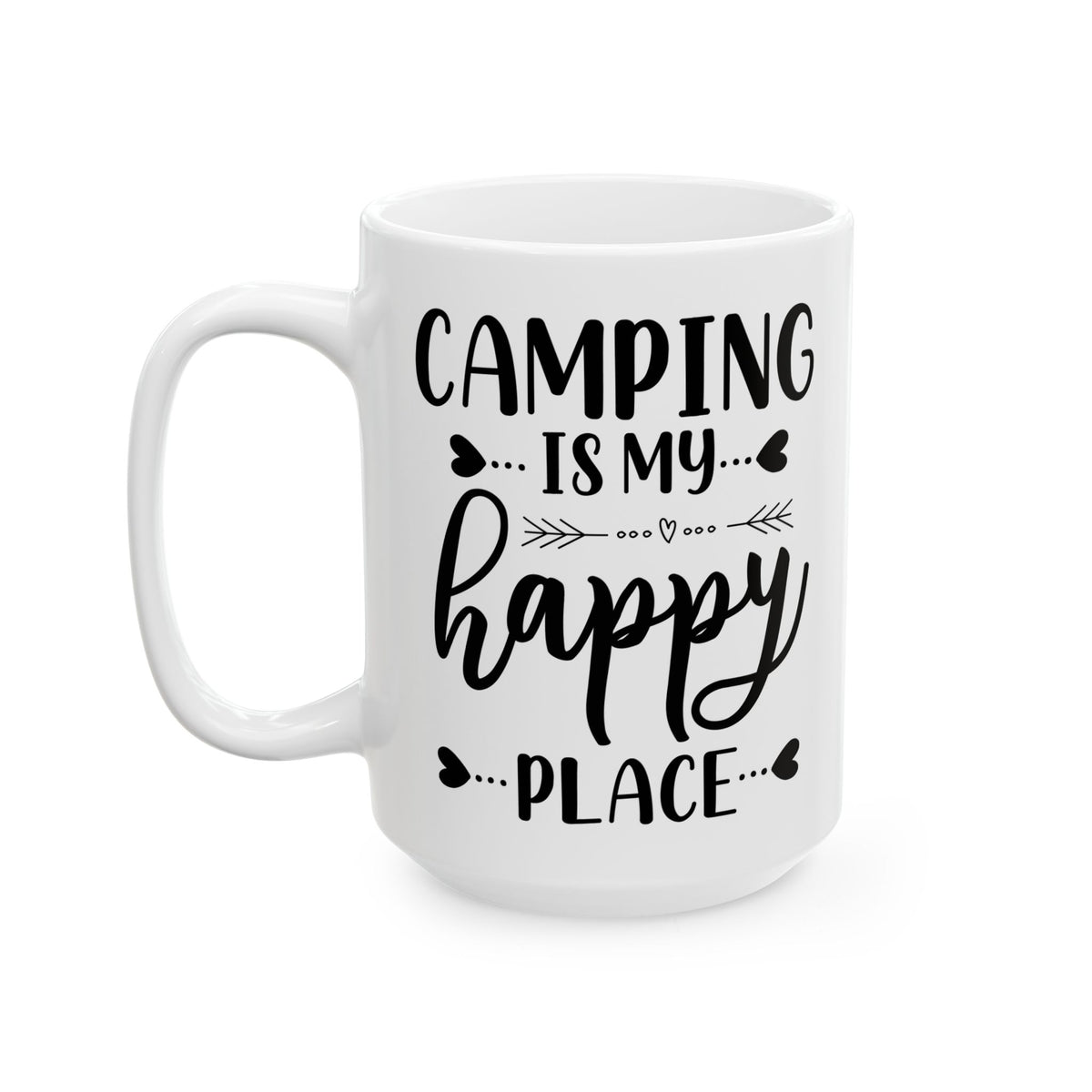 Minimalist Happy Typography Design Ceramic Mug, (11oz, 15oz)