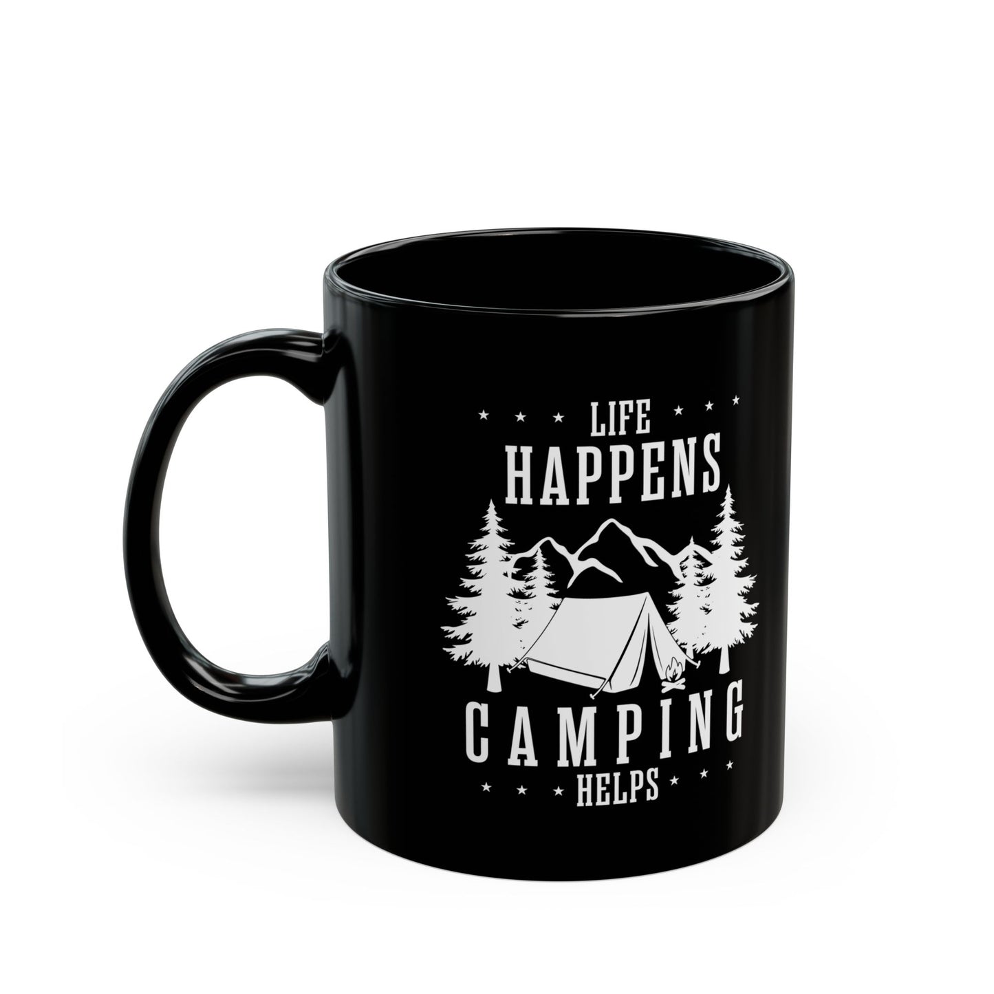 Minimalist Camping Design Ceramic Mug, (11oz, 15oz)