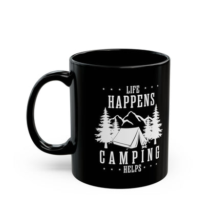 Minimalist Camping Design Ceramic Mug, (11oz, 15oz)