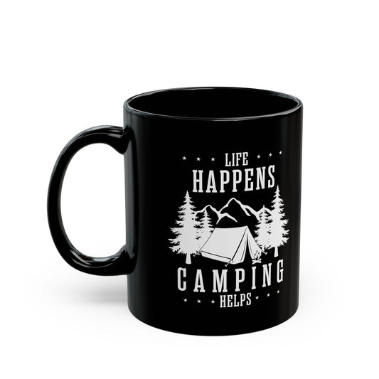 Minimalist Camping Design Ceramic Mug, (11oz, 15oz)