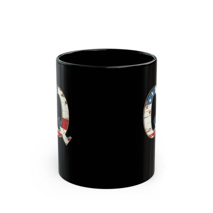Mug - Patriotic American Flag Letter Q with Kevin Name - Vintage Red, White, and Blue Design