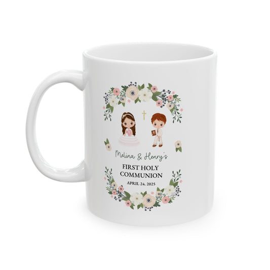First Holy Communion Mug – Personalized Gift for Melina & Henry