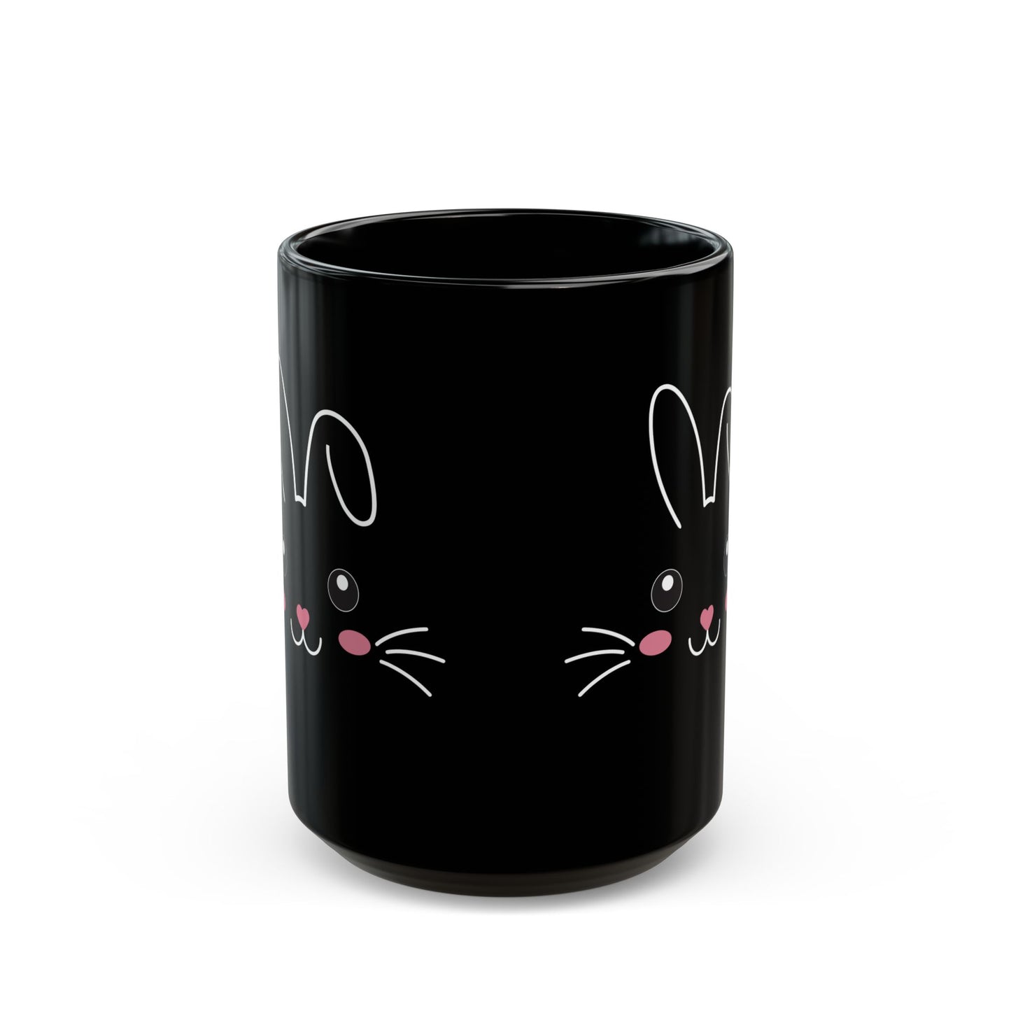 Cute Bunny Face Black Mug – Adorable Animal Gift for Kids