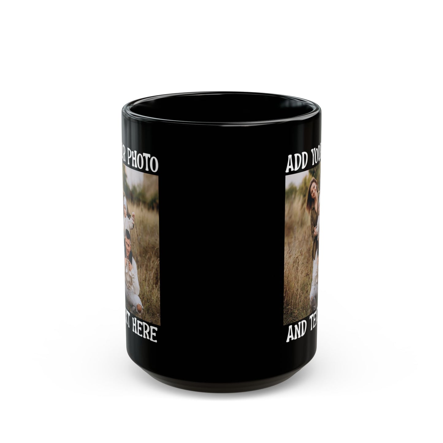 Rustic Family Portrait in Nature Black Mug (11oz, 15oz)
