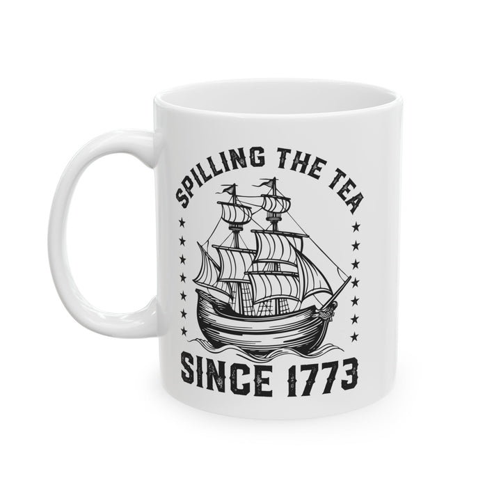 SPILLING THE TEA White Mug, (11oz, 15oz)