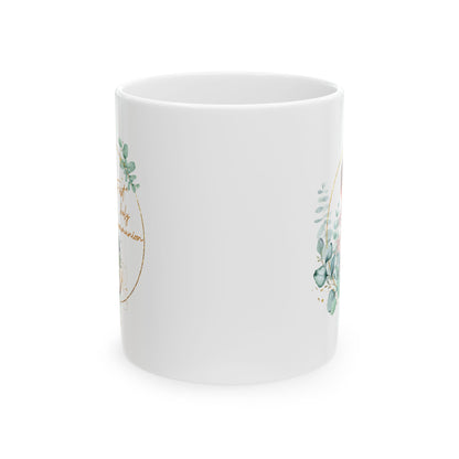 First Communion Mug for Boy – Elegant Eucalyptus Prayer Design