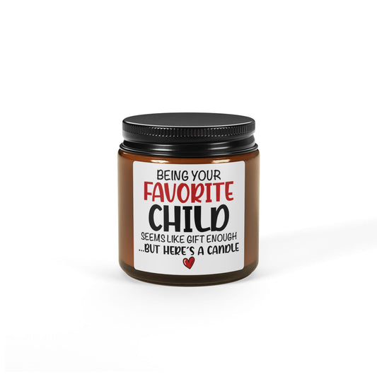 Funny Favorite Child Candle  Scented Soy Candle (Multi-Size, Amber Jar)