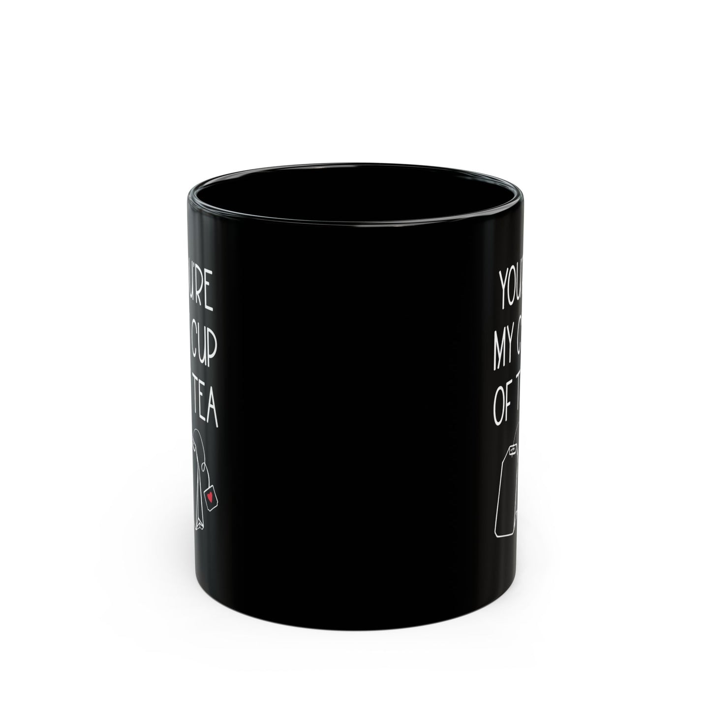 You're My Cup of Tea Mug – Black Ceramic with Teabag & Heart Tag