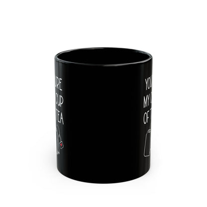You're My Cup of Tea Mug – Black Ceramic with Teabag & Heart Tag