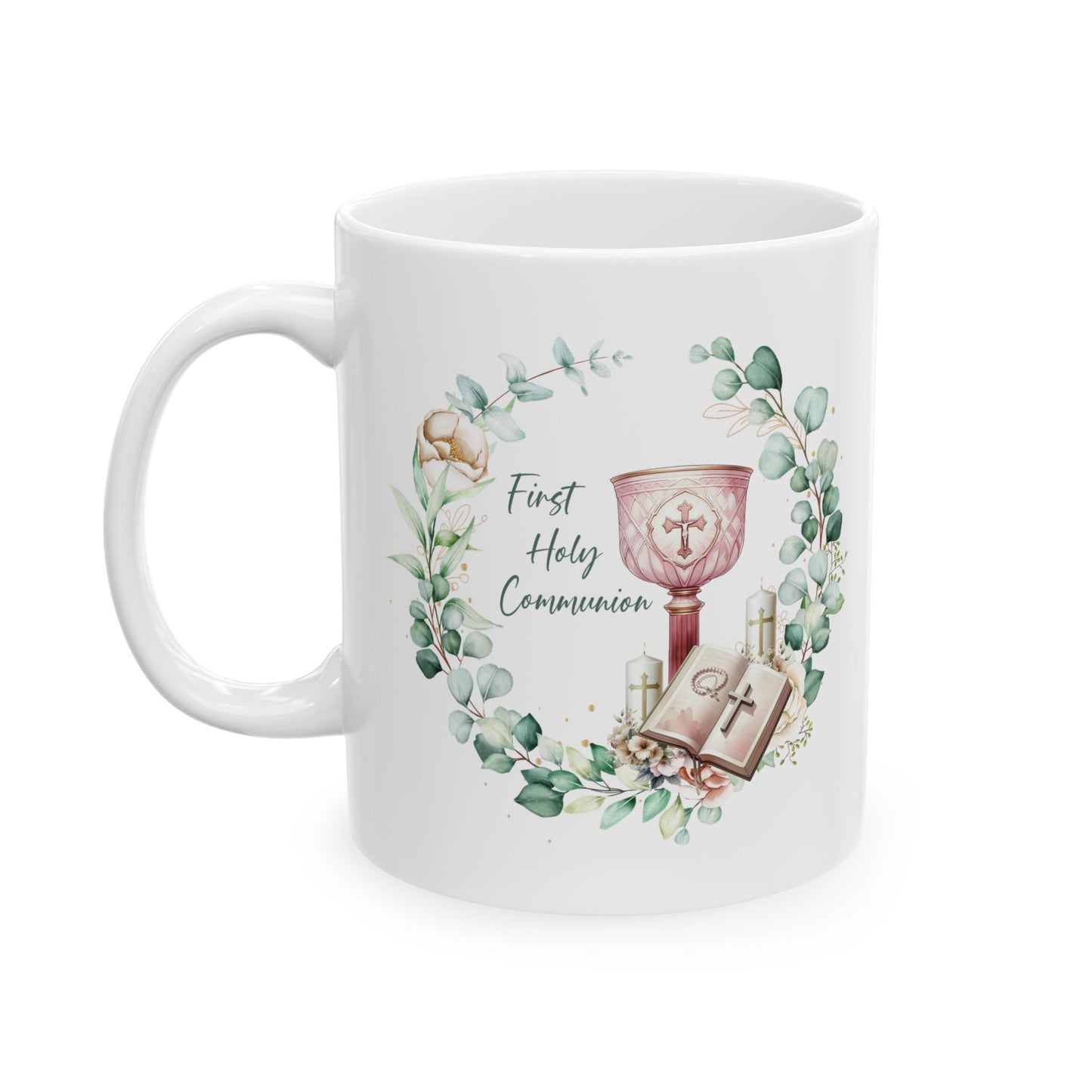 Elegant First Holy Communion Mug – Chalice and Bible Design