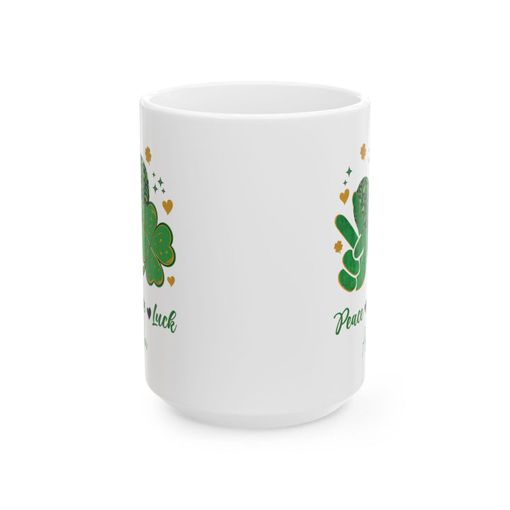Peace Love Luck St Patrick's Day Mug – Personalized Shamrock Gift