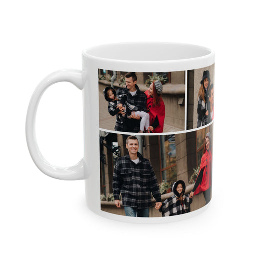 Happy Family Moments - Stylish Fall Family Photoshoot with Dad, Mom, and Daughter in Matching Outerwear Mug