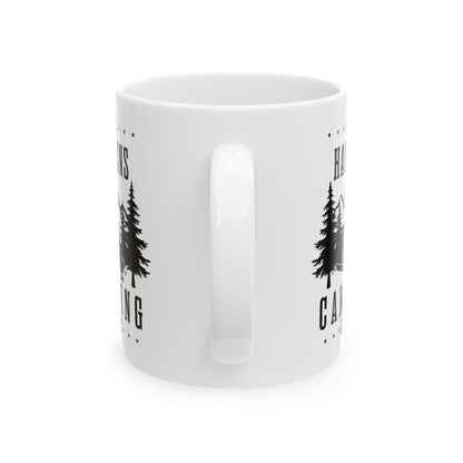 Minimalist Camping Design Ceramic Mug, (11oz, 15oz)