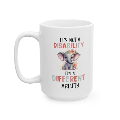 Different Ability Elephant Mug – Motivational Coffee Cup for Supporters and Advocates