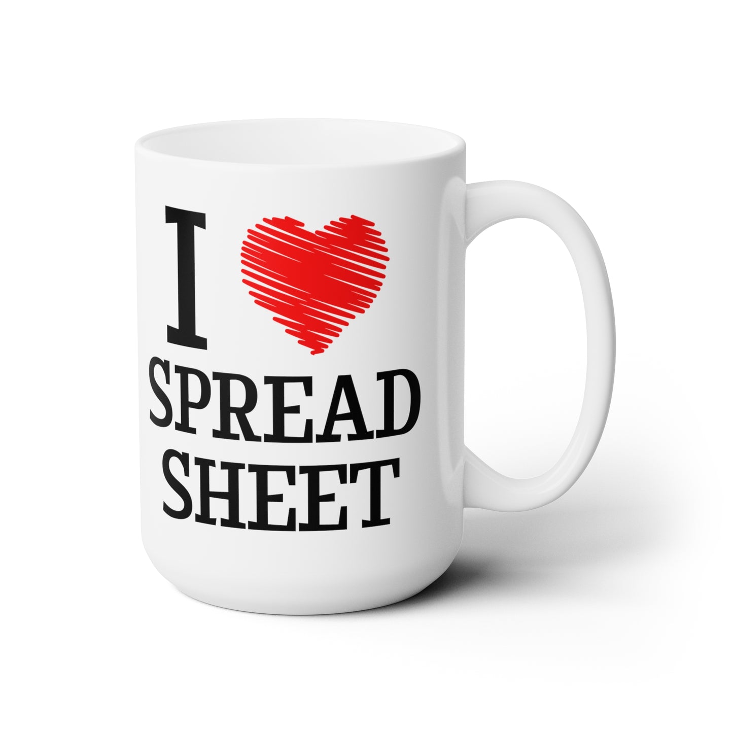 I Love Spreadsheet Mug – Bold Red Heart Design for Excel Enthusiasts & Accountants