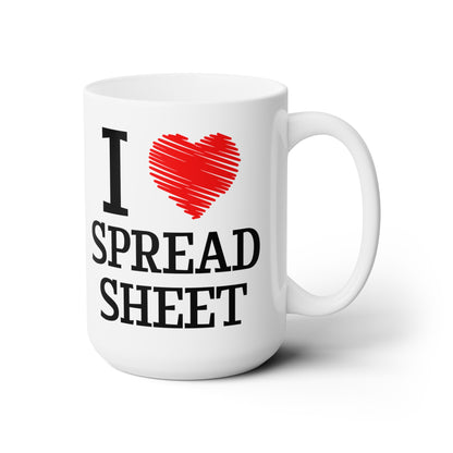 I Love Spreadsheet Mug – Bold Red Heart Design for Excel Enthusiasts & Accountants