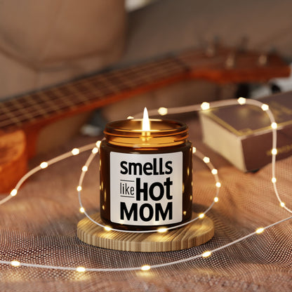 Smells Like Hot Mom Scented Soy Candle (Multi-Size, Amber Jar)