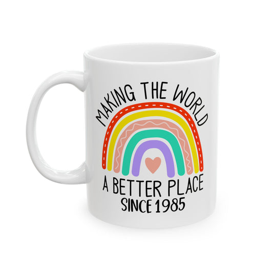 making the world 1985 Ceramic Mug, (11oz, 15oz)