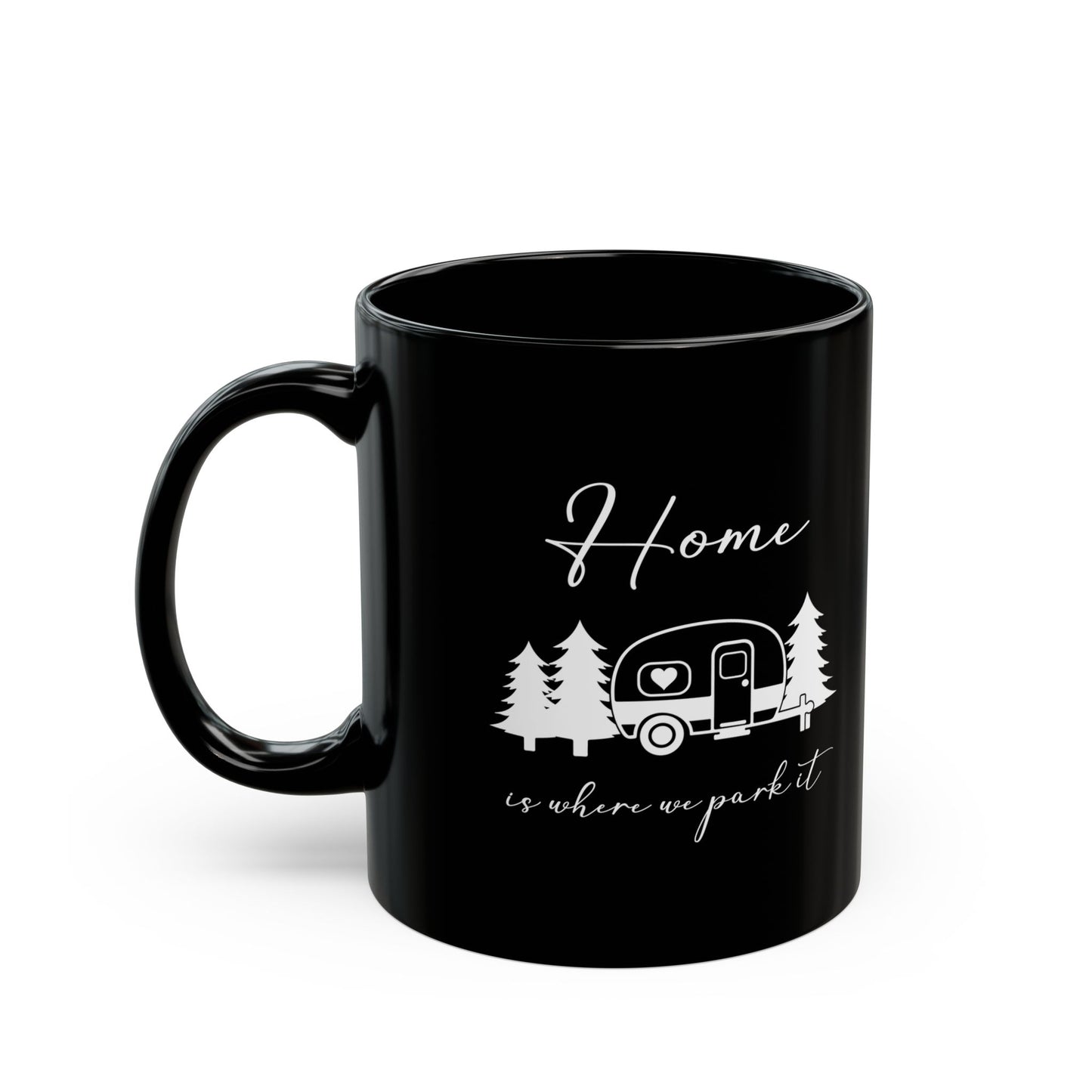 Minimalist Black Camping Design  Ceramic Mug, (11oz, 15oz)