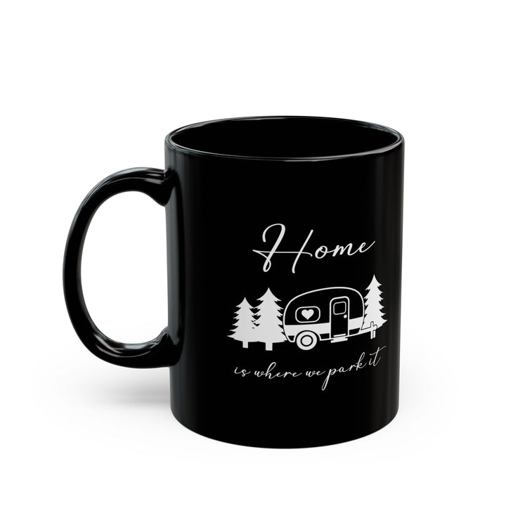 Minimalist Black Camping Design  Ceramic Mug, (11oz, 15oz)
