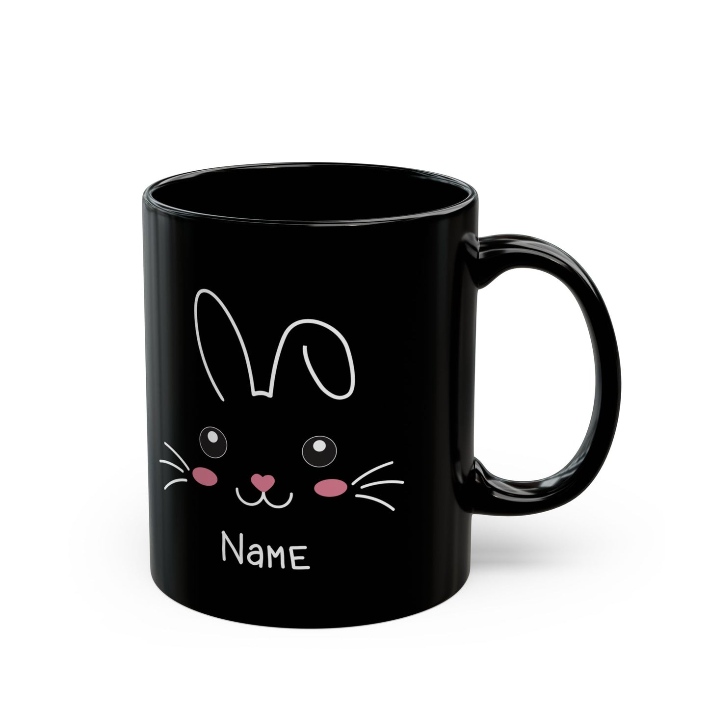 Personalized Black Bunny Mug – Cute Custom Name Gift for Kids