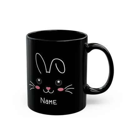 Personalized Black Bunny Mug – Cute Custom Name Gift for Kids