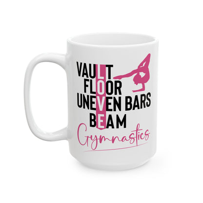 Vault Floor Uneven Bars Beam White Mug, (11oz, 15oz)