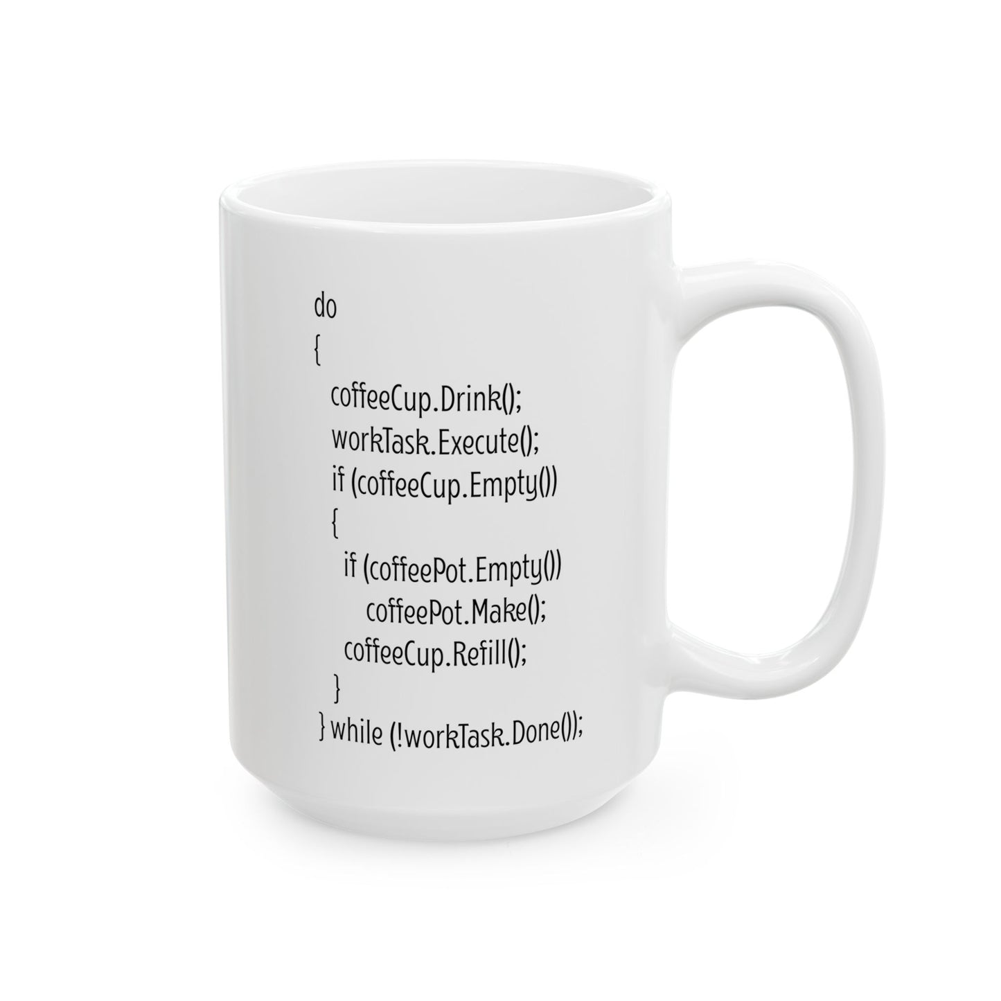 White Programmer Mug – Funny Coding Loop Gift for Developers