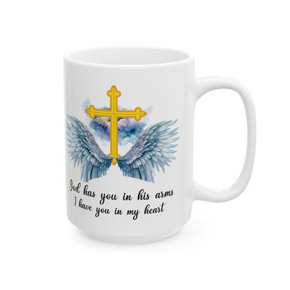 God Has You In His Arms White Mug, (11oz, 15oz)