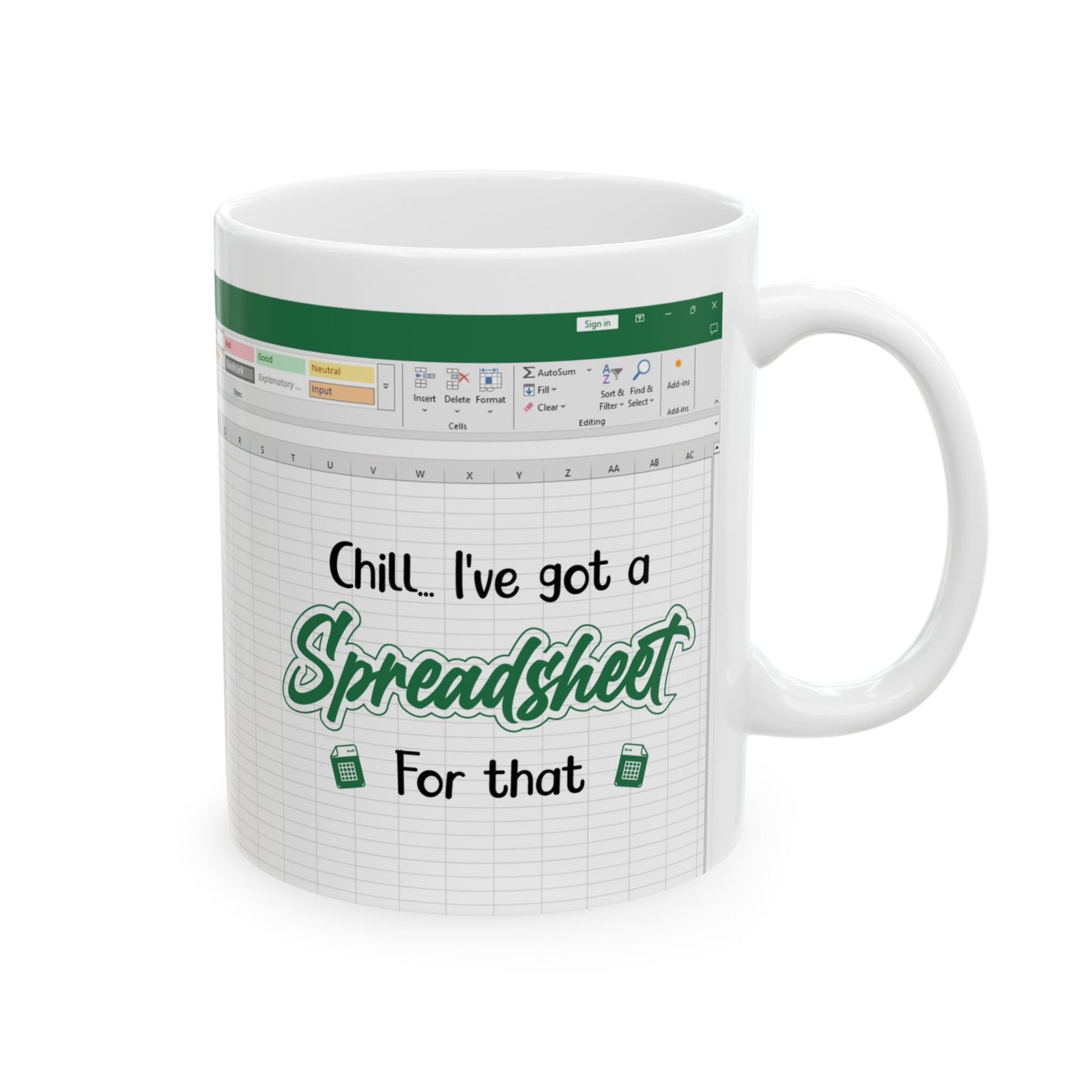Funny Excel Mug for Data Lovers Ceramic Mug, (11oz, 15oz)