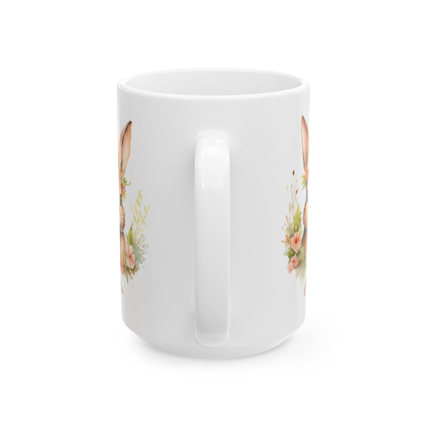 Floral Bunny Mug with Name – Personalized Gift for Her