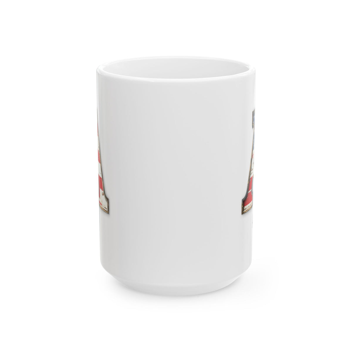 Mug - Patriotic American Flag Letter A with Kevin Name - Vintage Red, White, and Blue Design