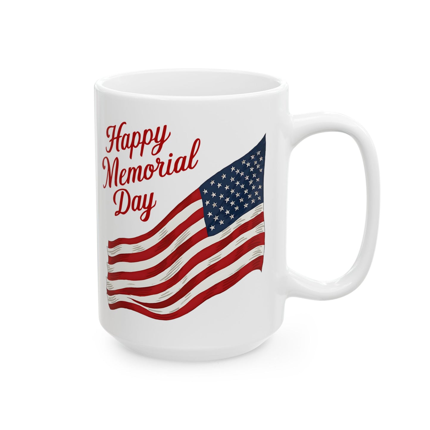 Happy Memorial Day White Mug, (11oz, 15oz)