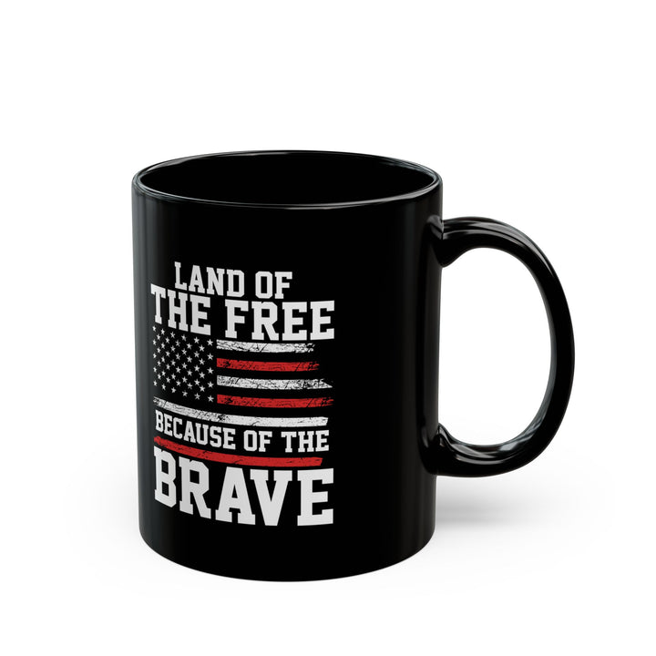 Land of the Free Because of the Brave Mug – Patriotic Coffee Cup Set (Black & White) – American Flag Gift for Veterans, Military, 4th of July, Memorial Day