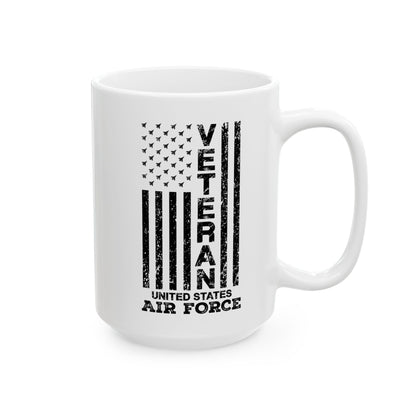 US Air Force Veteran Mug – Patriotic White Coffee Cup Military Gift USA