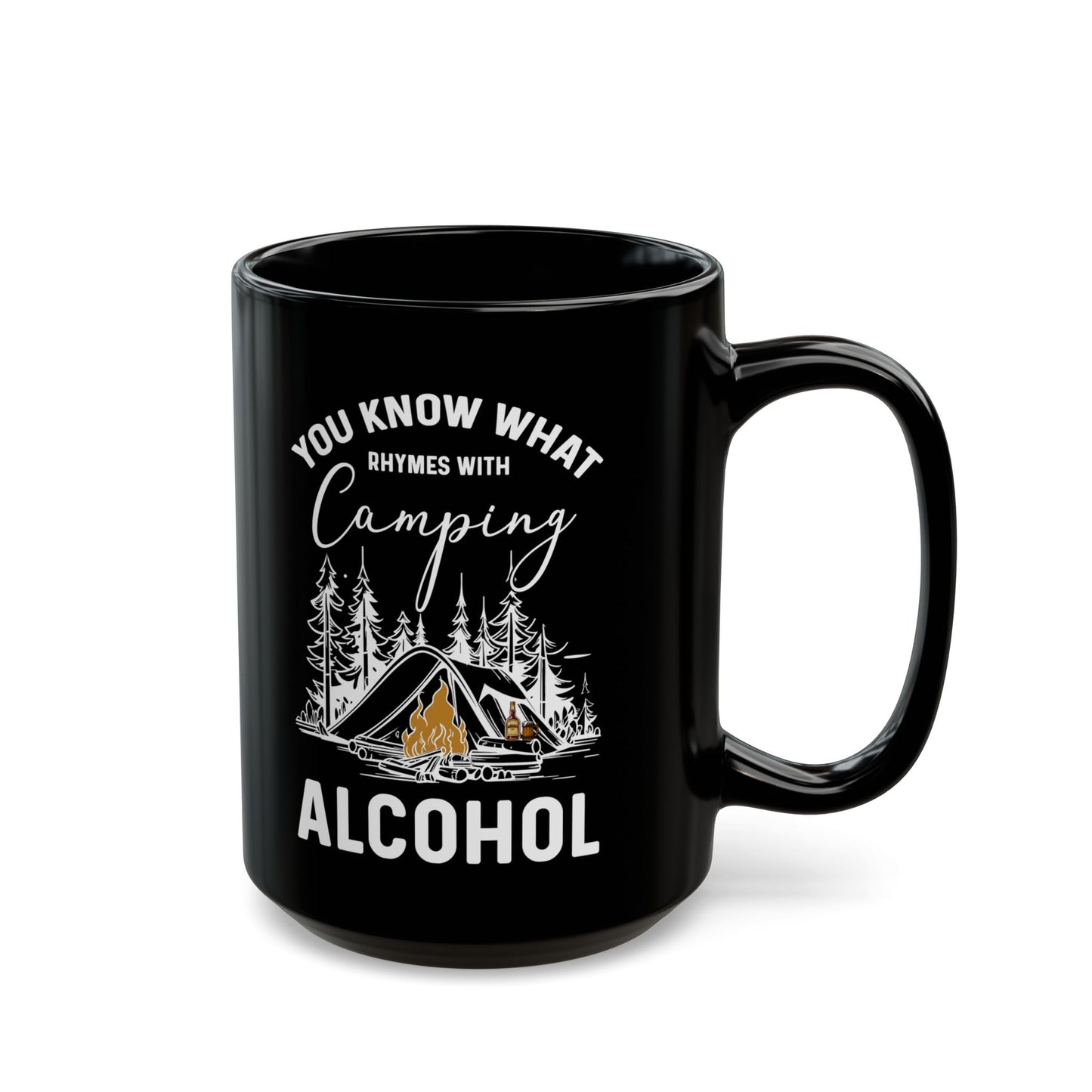 Campfire and Whiskey  Ceramic Black Mug (11oz, 15oz)