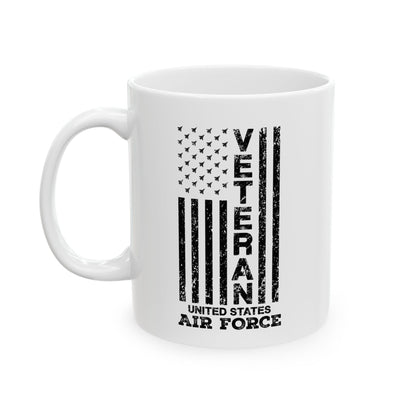 US Air Force Veteran Mug – Patriotic White Coffee Cup Military Gift USA