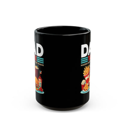 Dad Tax Mug – Black with Vibrant Junk Food Graphics