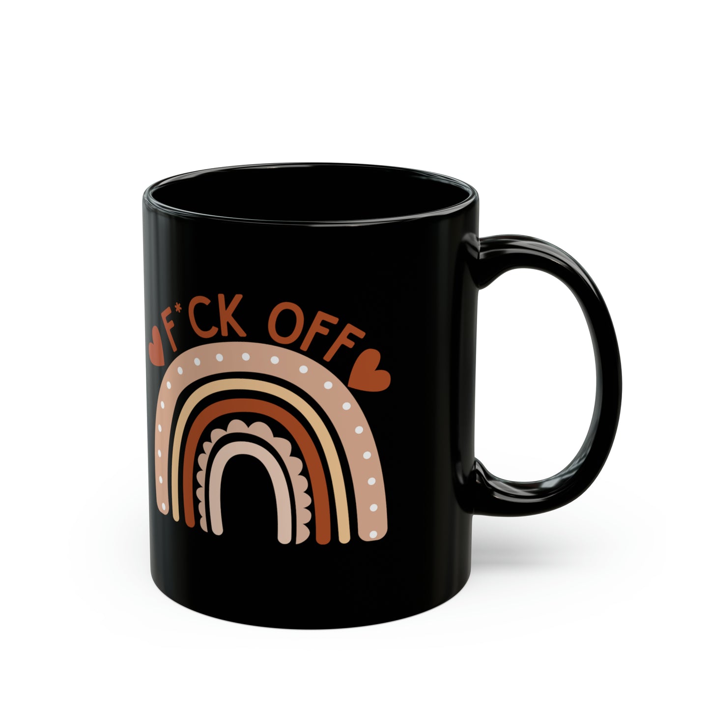 F*ck Off Funny Mug – Boho Rainbow Coffee Cup Black Ceramic