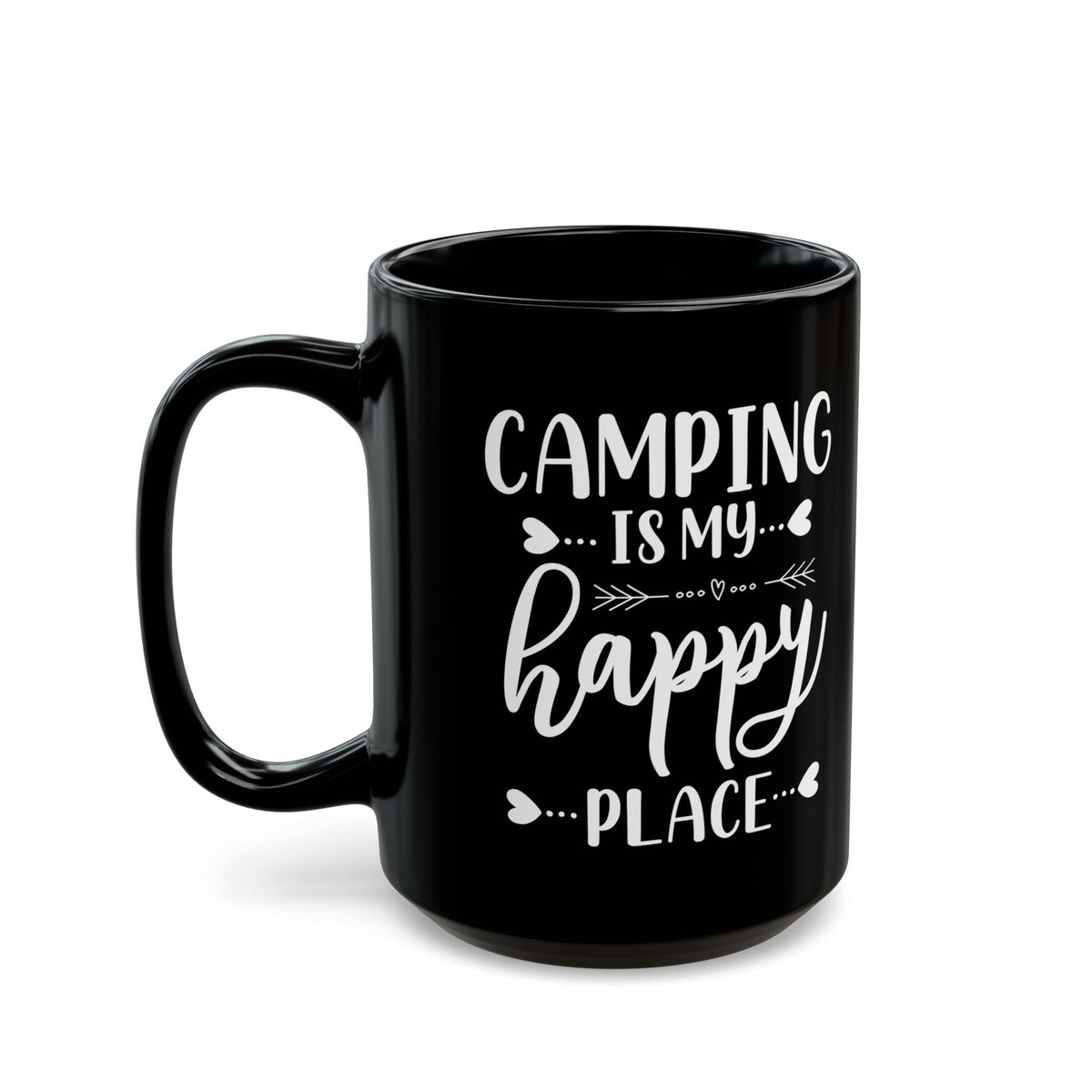 Minimalist Happy Typography Design Ceramic Mug, (11oz, 15oz)