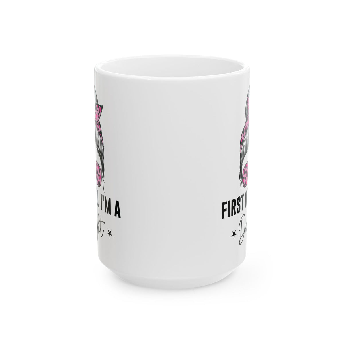 First of All, I'm a Delight – Quirky Mustache Mug with Leopard Print Accents