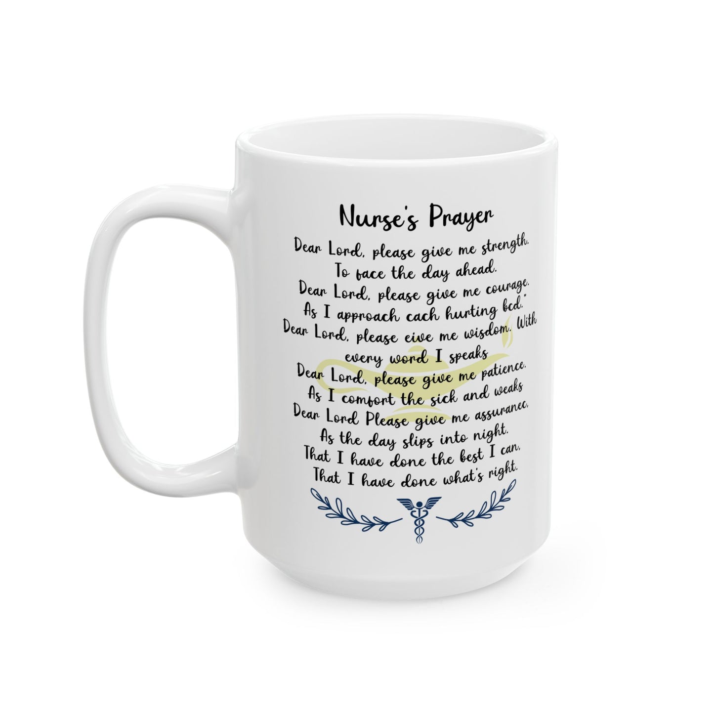 White Nurse Prayer Coffee Mug – Inspirational Christian Gift for RN, LPN, CNA – Thank You Mug for Nurses, Nursing Students, Healthcare Heroes
