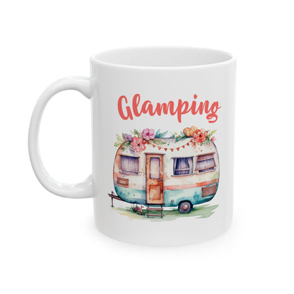 Glamping Watercolor Illustration Ceramic Mug, (11oz, 15oz)