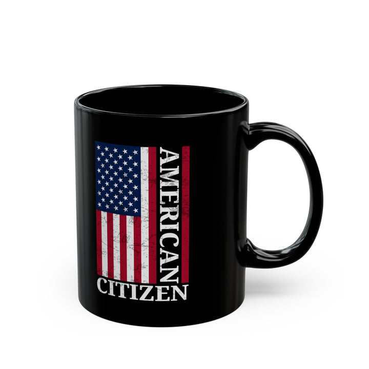 American Citizen Black Mug – Patriotic USA Flag Coffee Cup Gift