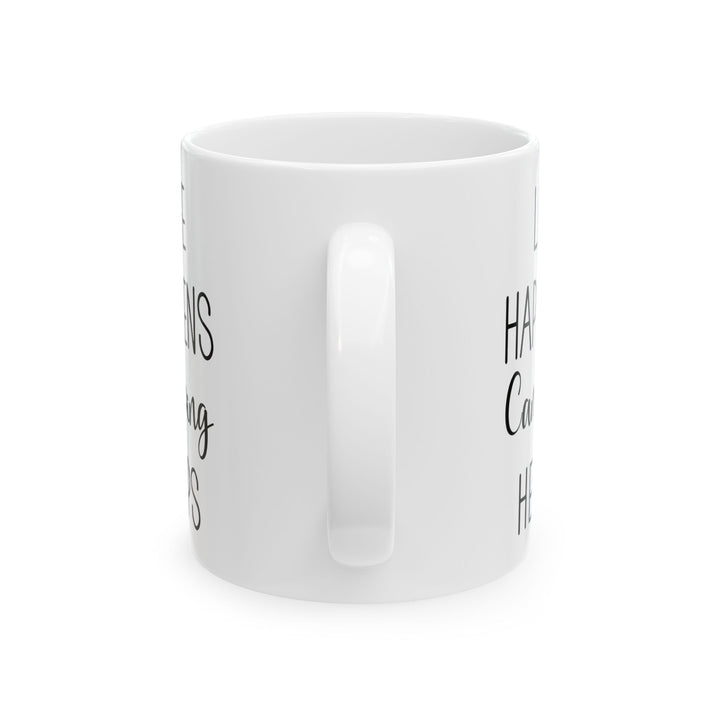 Rustic Black Camping Art Ceramic Mug, (11oz, 15oz)