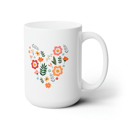 Floral Heart Design Mug - Vibrant and Cheerful Gift for Loved Ones