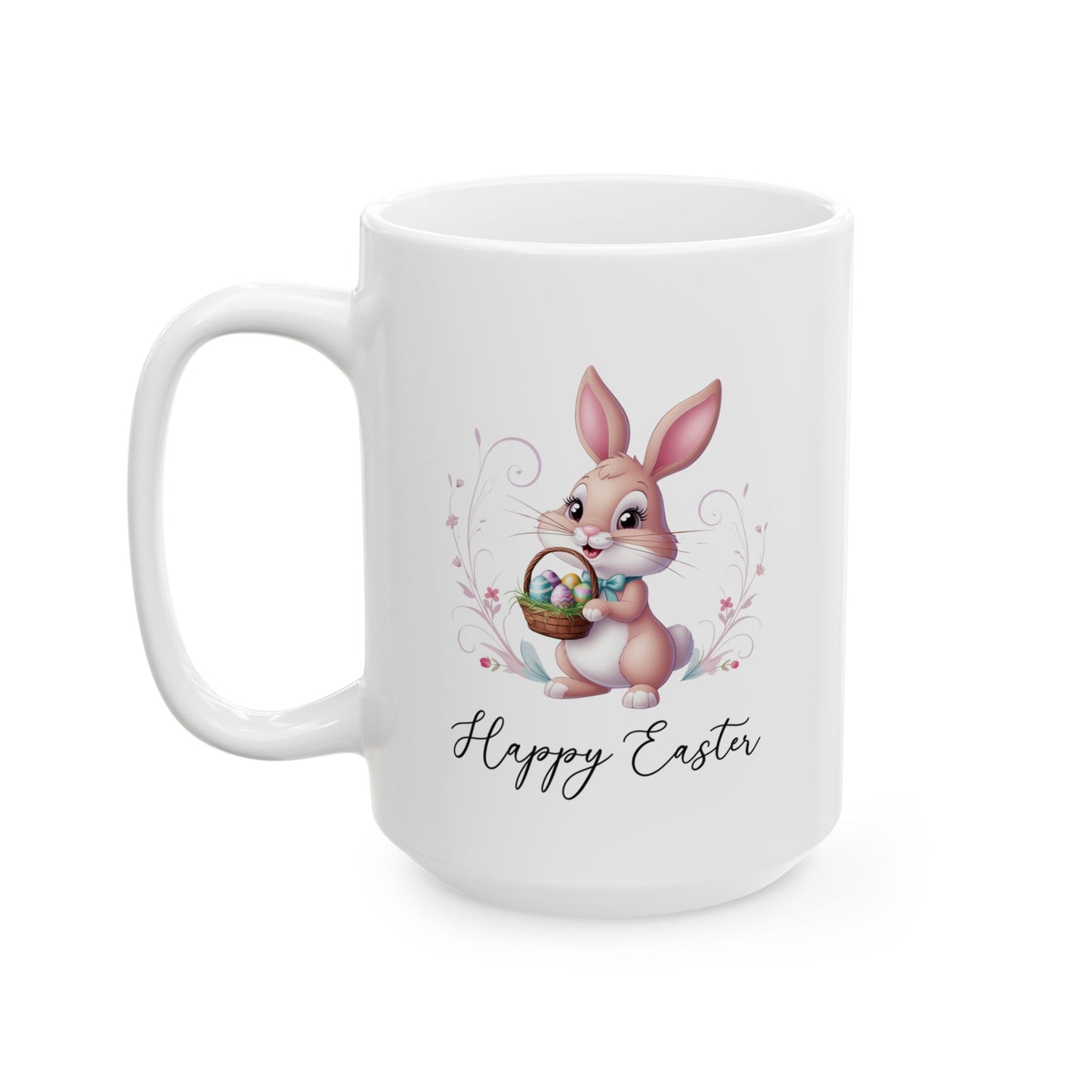 Happy Easter Bunny Mug – Cute Spring Gift with Egg Basket Design
